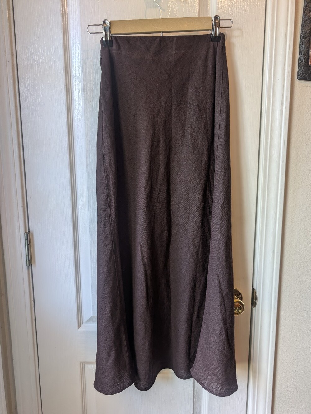 Madewell Maxi Slip Skirt in Linen in Cocoa